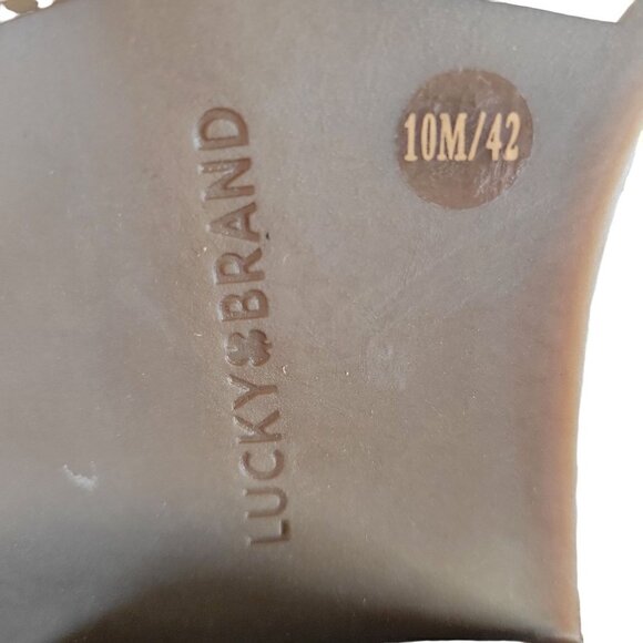 New - LUCKY BRAND Suede Lace Up Lug Sole Booties Tan | Size 10 - Picture 12 of 12